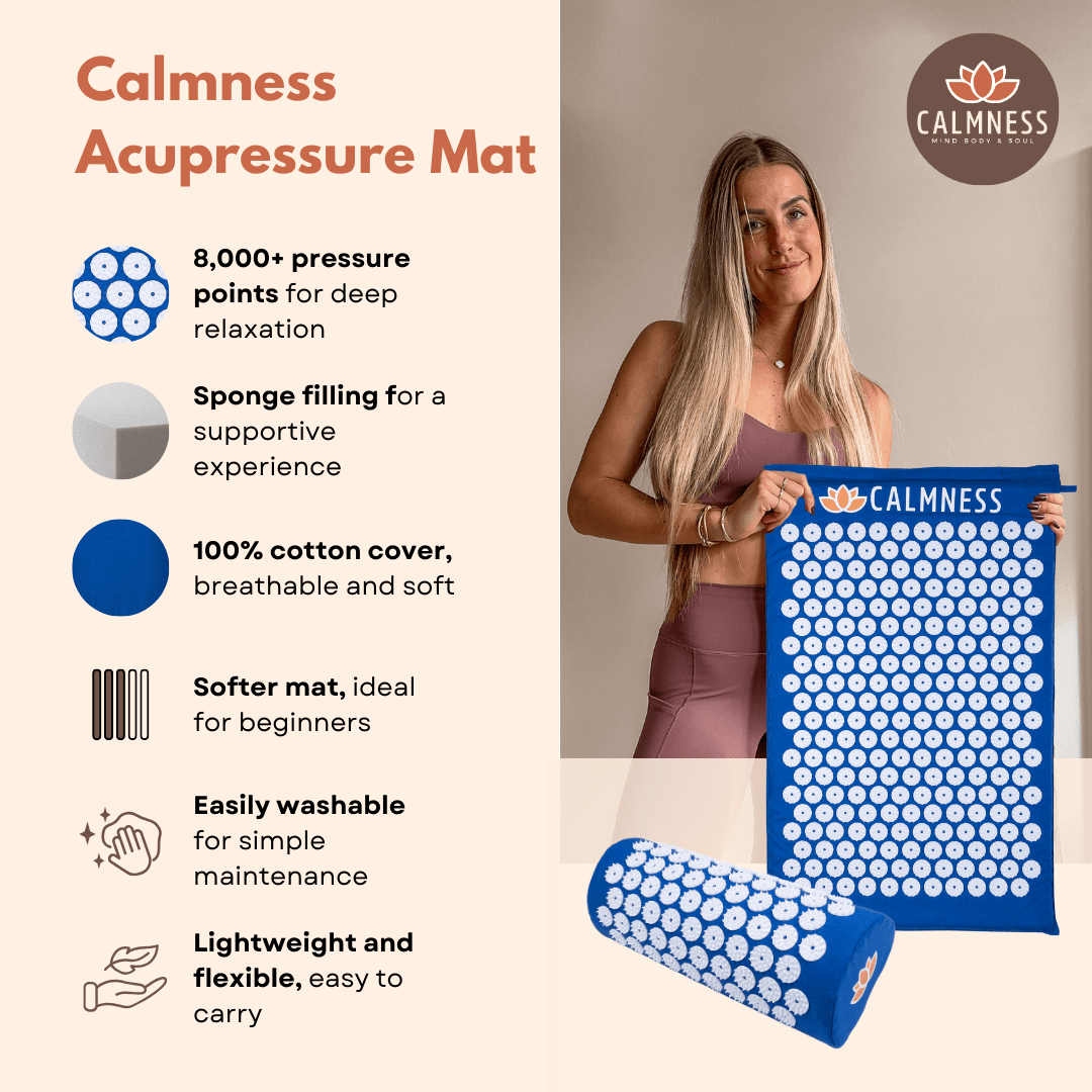 Specifications of the Calmness Acupressure Mat Blue – dimensions, materials, washable, and lightweight