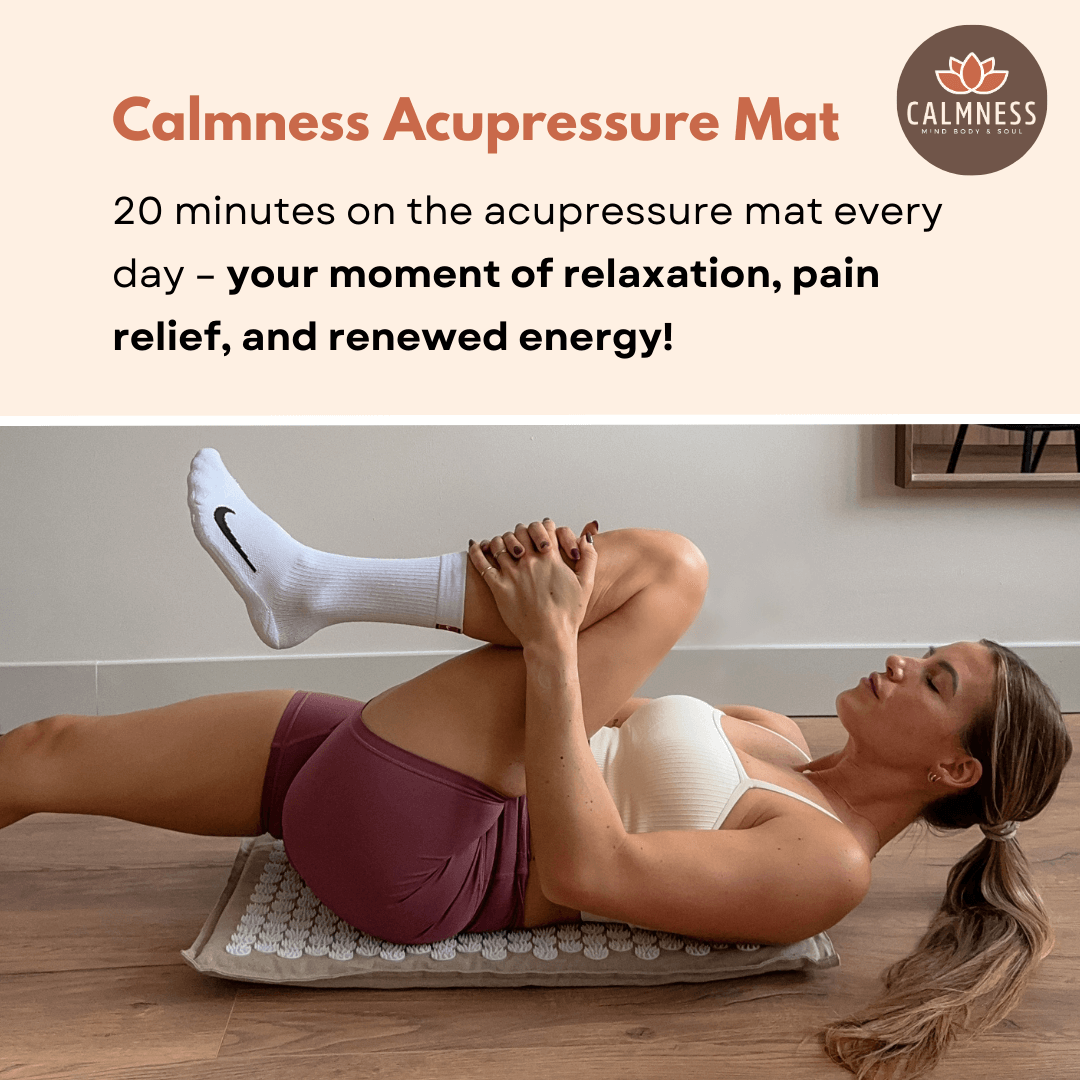 Daily 20-minute use of the Calmness Acupressure Mat – promotes relaxation, pain relief, and renewed energy
